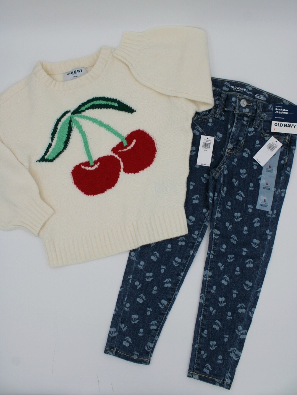 NWT Old Navy Cherry Sweater & Rockstar Jeggings Set XS (5)